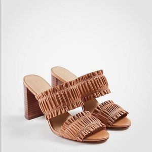Ann Taylor Hartley Leather Ruffle Block Heels